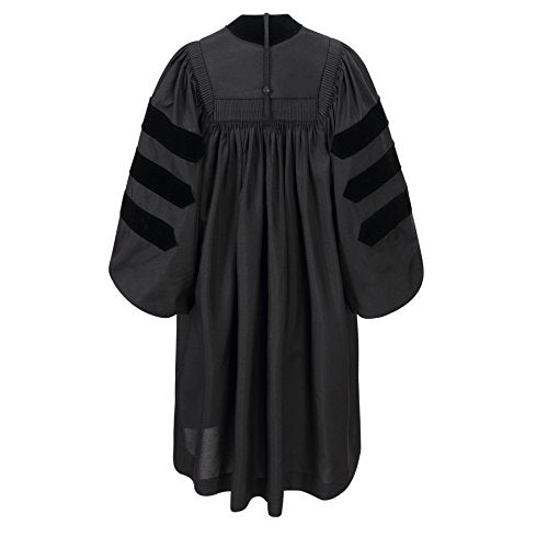 Deluxe Fluted Fabric Clergy Robe Doctoral Black Pastor Robe for Pulpit