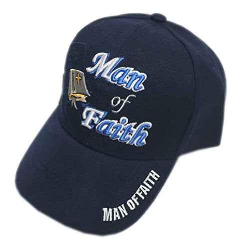Aesthetinc 3D Embroidery Christian Bible Verse Man of Faith Jesus Christ Religious Baseball Cap - color: Man of Faith Navy