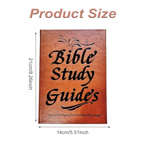 66-Page Bible Study Guide & Devotional Journal - Christian Workbook with Scripture Summaries & Daily Reflections, PU Leather Cover, Beginner-Friendly Spiritual Growth Notebook, Brown