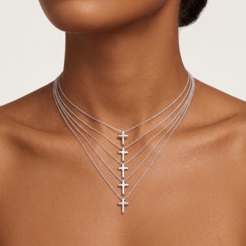 925 Sterling Silver Cross Necklace for Women,Silver Cross Chain Necklace - color: Silver-24