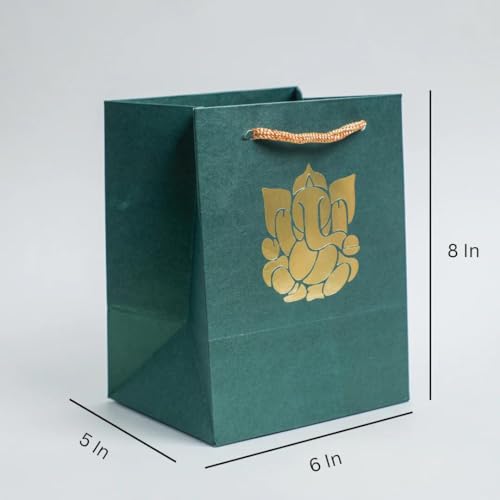 Desi Favors Ganesha Paper Bags - 8 Pack, 6x5x8 Inch, Indian Gifts Bags for Diwali, Pooja, Housewarming, Wedding Return Gifts - style: Ganesha Paper Bags (8")