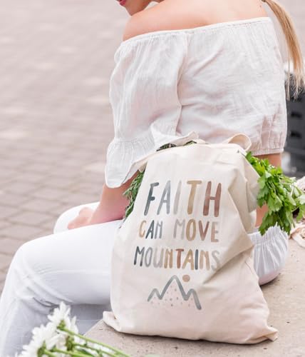 Christian Bible Inspirational Tote Bag for Church Baptism - color: Faith Can Move