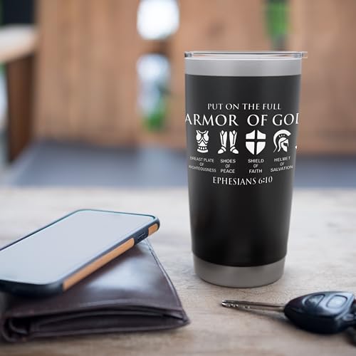 Put On The Full Armor Of God -Christian Faith Soldior of God Stainless Steel Insulated Tumbler - color: Black
