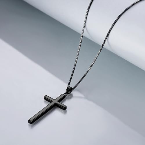 POPLYKE Cross Necklace 925 Sterling Silver Philippians 4:13 I Can Do All The Things Inspirational Necklace Gifts for Women Men 20+2'' - color: Black