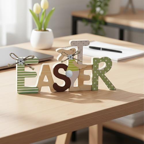 Wooden Bunny Decor, Easter Decorations for The Home, Tiered Tray Decor, Table Decorations, Easter Gift, Handmade Easter Decors - color: Wooden Easter