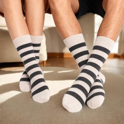 Men's Colorful Striped Dress Socks, 5-Pack Cotton, Sock Size 10-13 - color: Classic Neutral Stripes