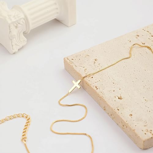 Fesciory Cross Necklace for Women, 14K Gold Plated Rhinestones Jewelry Gift - color: Gold Plated 4