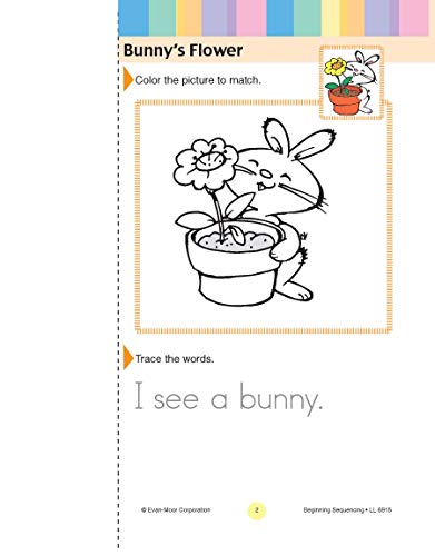 Evan-Moor Learning Line: Beginning Sequencing, Prek - Kindergarten Workbook
