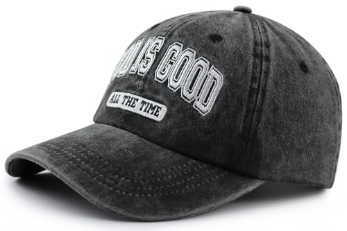 God is Good All The Time Hat for Men Women, Christian Baseball Cap - color: Black