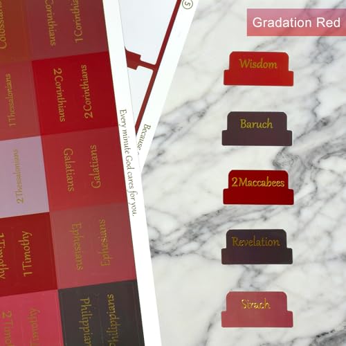 Vorscrin-Laminated Bible Tabs for Women and Men, Gold Foil Lettering Design, Reposition and Large Print Stickers, Bible Study Supplies, 90 Chapters Labels for Easy Navigation(Red) - color: Red