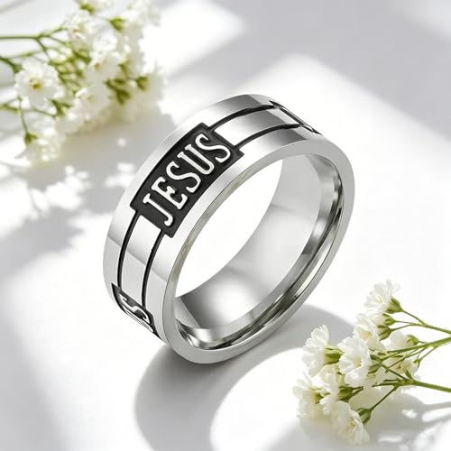 Retro Minimalist Cross Ring 8mm Stainless Steel Black Oxidation Corrosion Ring Anti Tarnish Classic Band Ring Fashion Jewelry for Men Women,Size Available - style: Dual line