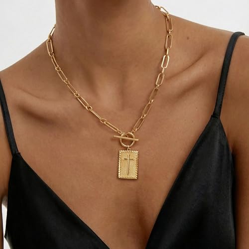 HAXIYA Cross Pendant Necklaces for Women Layered Cross Choker Faith Jewelry - style: Faith-Gold