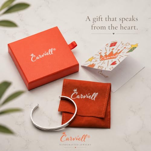 Carviell Bracelets for Women – 100+ Meaningful Engraved Messages – Solid 316L Surgical Stainless Steel Cuff Bracelet – Gift Ready - color: CHRISTIAN GIFT - She is clothed with strength and dignity