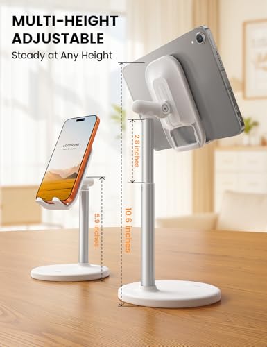Lamicall Phone Tablet Stand for Desk - White Desktop Holder for iPad Kindle - color: D-White