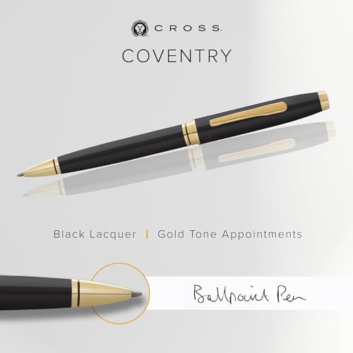 Cross Coventry Black Lacquer, Gold-Tone Ballpoint Pen, Black Ink - color: Black & Gold