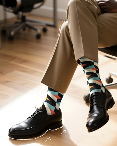 Jeasona Mens Socks Funny Fun Crazy Dress Crew Colorful Gifts for Men - color: Colorful Shapes 12 Pairs