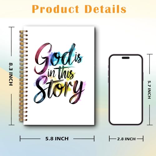 JINYO God is in This Story Christian Notebook, Inspirational Bible Journal, Religious Prayer Journal for Woman, Church Notes Notebook, Scripture Spiral Notebooks 5.5x8.3 Inch - color: white God is in This Story Notebook