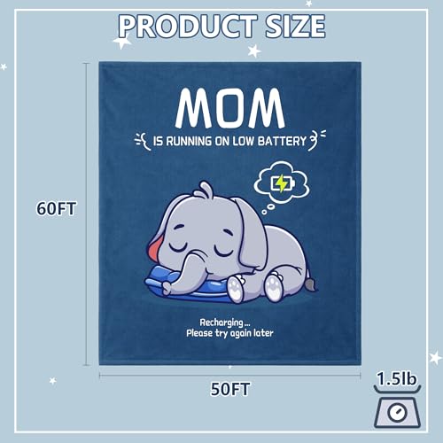 Funny Gifts for Moms Mothers Day,Birthday Gifts for Mom from Daughter Son,Mom's Charging Blanket,New Mom Gifts for Women,Soft Blanket Throw for Napping Travel 50X60‘' - color: Elephant