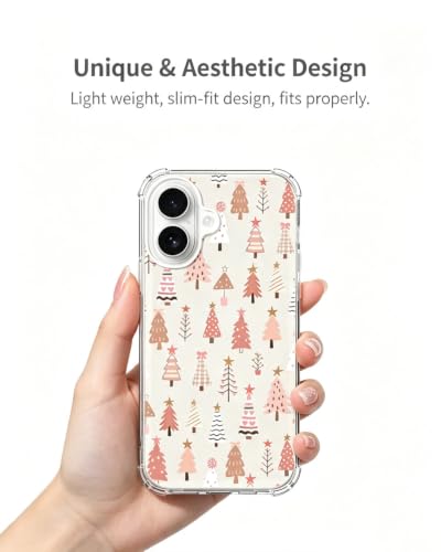 Pink Christmas Trees Phone Case Compatible with iPhone 17, Cute Winter Christmas Phone Cover for iPhone 17 - color: Christmas Trees