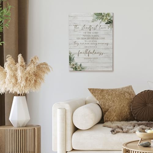 XINCEYWJ Christian Floral Wall Art Decor, Religious Canvas Art Prints Framed, Great Is Your Faithfulness Bible Verse Botanical Pictures Wall Decorations for Home Bedroom Church, 11x14 Inches - color: love-2, size: 14"L x 11"W