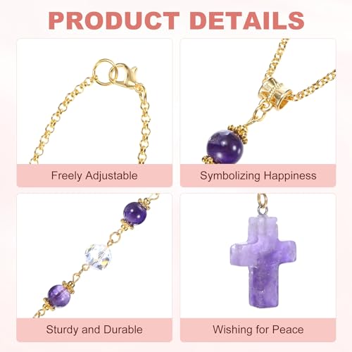 M METERXITY 1-Pcs Crystal Cross Car Mirror Hanging, Rearview Mirror Pendant - color: Purple