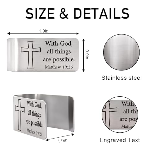Matthew 19:26 Visor Clip for Cars Christian Gifts for New Drivers - color: Silver 8