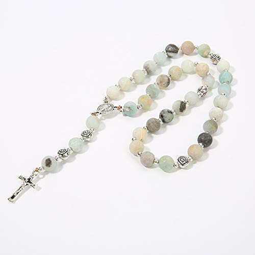 8mm Handmade Anglican Prayer Beads Rosary for Women - color: Silver(Amazonite)