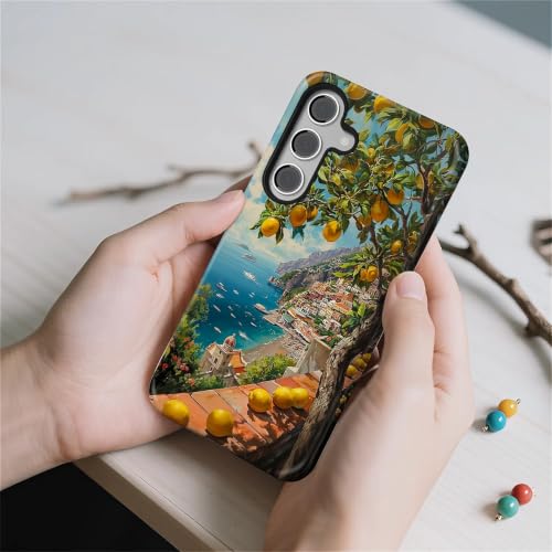 Compatible with Samsung Galaxy S23 FE Full Body Matte Case Hard Shell Shockproof Screen Lens Protection for Girl Boy Cute Pattern Italian Coast Amalfi Lemon Mediterranean Sea - color: Italian Coast Amalfi Lemon Mediterranean Sea, size: Samsung Galaxy S23