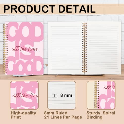 Preppy Pink Christian Spiral Notebook for Women 5.5x8.3 Inch - color: Foundation Pink Christianity