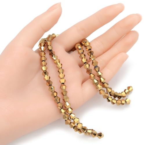 250pcs Czech 6mm (0.24 Inch) Faceted Bicone Crystal Glass Beads Spacer Bulk Gold Aurum - color: Gold Aurum, size: 6mm - 250pcs