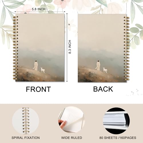 Jesus and Lamb Christian Spiral Notebook, esus Leaves The 99 Sheep Prayer Journal for Women Men, Jesus Leaves The 99 Sheep Notebook Journal for School Office Supplies, 5.5 x 8.3 Inch - color: 20Child