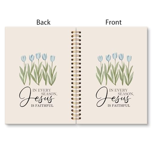 huester Christian Tulip Floral Notebook Journal, Bible Verse Journal for Women, Jesus Is Faithful Religious Scripture Notebooks for Note Taking, Bible Hardcover Spiral Notebook, 5.5x8.3 Inch - color: Christian03
