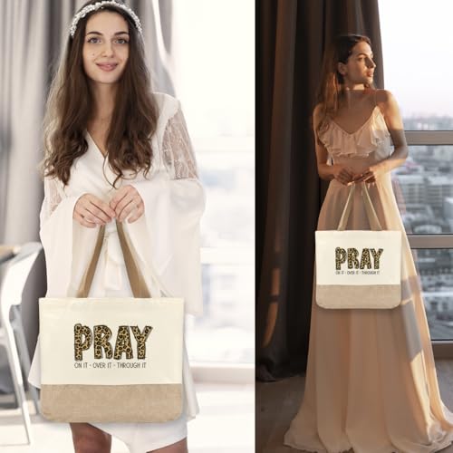 Tote Bag, Gifts for Women Friends Girlfriend Coworker Wife Mom Reusable Tote Bags Birthday Thank You Gift - color: Leopard Pray