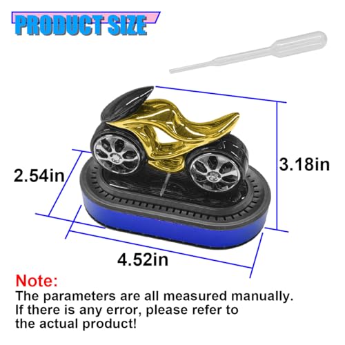 Craedli Solar Powered Diffuser Car Dashboard Decoration, Rotating Motorcycle Design Auto Center Console Ornament with Diffuser Base, Refillable Car Interior Decoration for Home, Office (Blue) - color: Blue