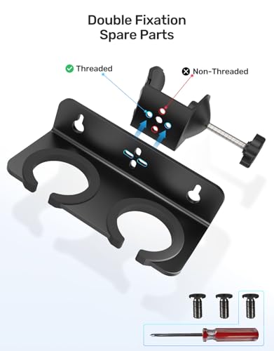 Multi Mic Holder with Clamp for Desk/Stand/Wall, Hold Up to 2 Handheld Mics