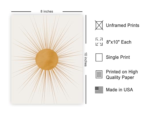 Monem Art Sun Print - Abstract Sun Art - 8x10 Unframed Wall Art Print - Boho Decor Poster - Gift for Home, Office, Living Room, Kids Room - Nursery Wall Decor - color: Style-06, size: 8"L x 10"W