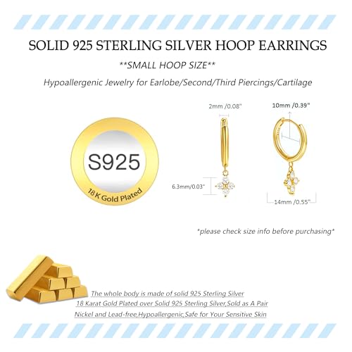Small Gold/Silver Hoop Earrings for Women - color: Dangle Clover