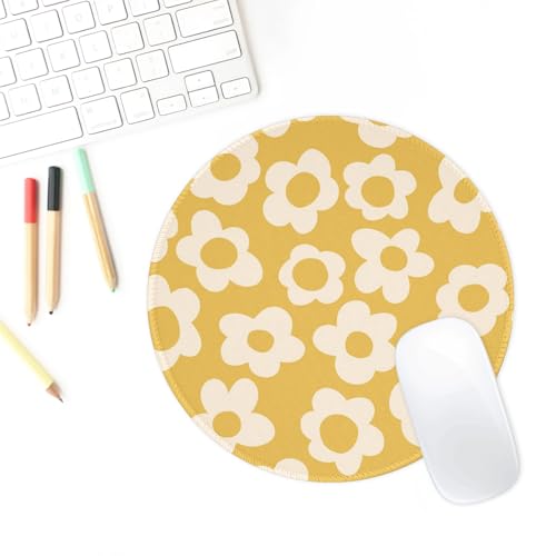 Retro Yellow Flowers Mouse Pad Cute Travel Mousepad for Laptop Wireless Mouse Aesthetic Office Accessories Computer Mouse Pads for Desk Mini Mouse Pad, Yellow Floral - color: Yellow Flowers