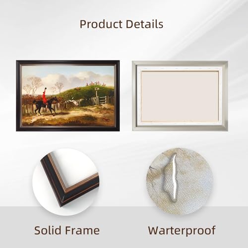 Black Framed British Fox Hunting Scene by Henry Thomas Alken Poster Wall Art Classic 19th Century Sports Oil Paintings Reproduction Prints Antique Equestrian Hunt Landscape Canvas Artwork 16x20inch - color: Hunting - Black Framed, size: 16"L x 20"W