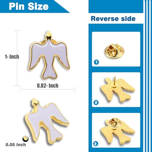 12/50/100Pack White Dove Gold Plated Enamel Lapel Pin-Holy Spirit/Peace/Memorial Gifts For Clothes Bags Hat - color: 100-Pack