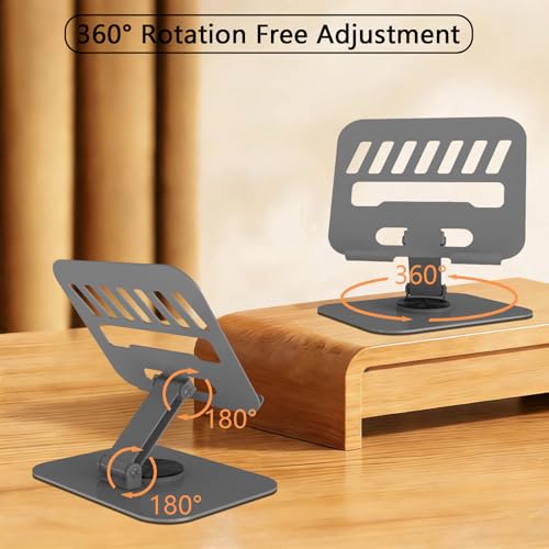 Metal Tablet Stand Holder Adjustable for iPad Kindle Tab, Grey - color: Grey