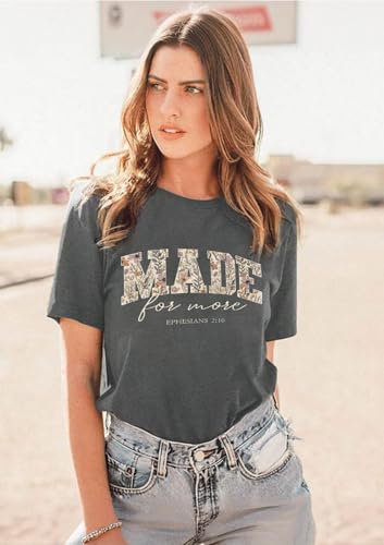 Christian Shirts for Women:Bible Verse T-Shirts Jesus God Faith Floral Graphic Vintage Boho Tees Short Sleeve Tops - color: Darkgrey Made, size: Small