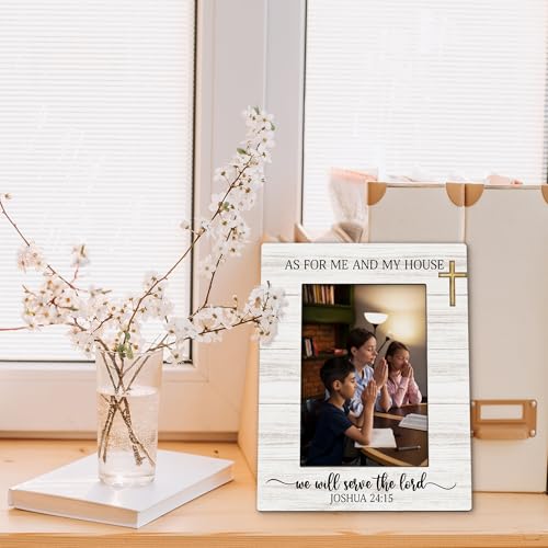 Christian Gifts Family Picture Frame 5x7, Religious Photo Frame, Bible Verse Gifts for Family, As for Me and My House We Will Serve Wooden Picture Photo Frames for Desk Home Room Decor - color: serve lord
