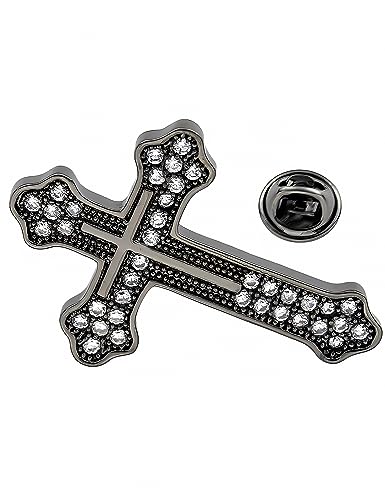 Women's Cross Brooch Lapel Pin Faith Fashion Jewelry - color: Gray-black cross brooch