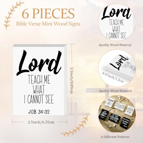 Yalikop 6 Pcs Bible Verse Christian Mini Wooden Sign, Meaningful Style - style: Meaningful Style