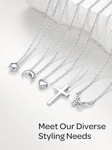 ChicSilver 925 Sterling Silver Cross/Heart/Butterfly/Star/Moon Necklace for Women, Hypoallergenic Dainty Small Silver Pendant Necklaces (with Gift Box) - style: 03.Butterfly