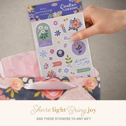 Christian Art Gifts Multicolor Inspirational Scripture Bible Journaling Sticker Sheet Set for Women & Girls: Colorful Lavender Purple, Green & Pink Floral Designs, 3 Die-Cut Sheets