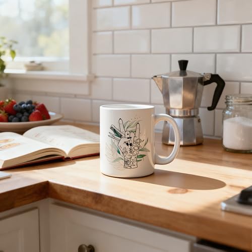 Hair Stylist Gift Mug 11 oz, Botanical Scissor Hairdresser Hairstylist Gifts for Women Coffee Cups Ceramic, Barber Gifts Ceramic Mug for Coffee Tea Hot Cocoa Home Office Work - color: 35Child