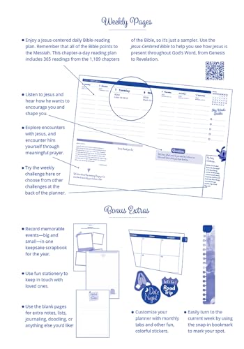 Jesus-Centered Christian Planner 2025: Encountering Jesus in My Everyday Life, Weekly and Monthly Planner, 7.5” x 10.5”, Hard Cover, Spiral-Binding, ... Plan, Sticker Sheets, Movable Bookmark
