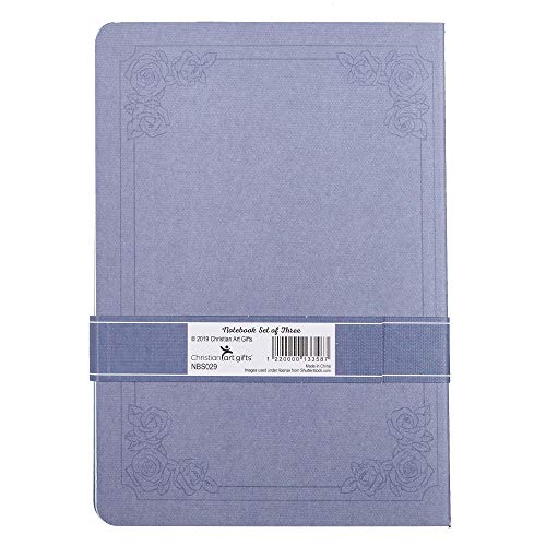 Christian Art Gifts Slim Scripture Notebooks for Women, Be Still and Know that I am God - Psalm 46:10 Inspirational Bible Verse Variety, Purple/Blue Floral Set/3 Medium